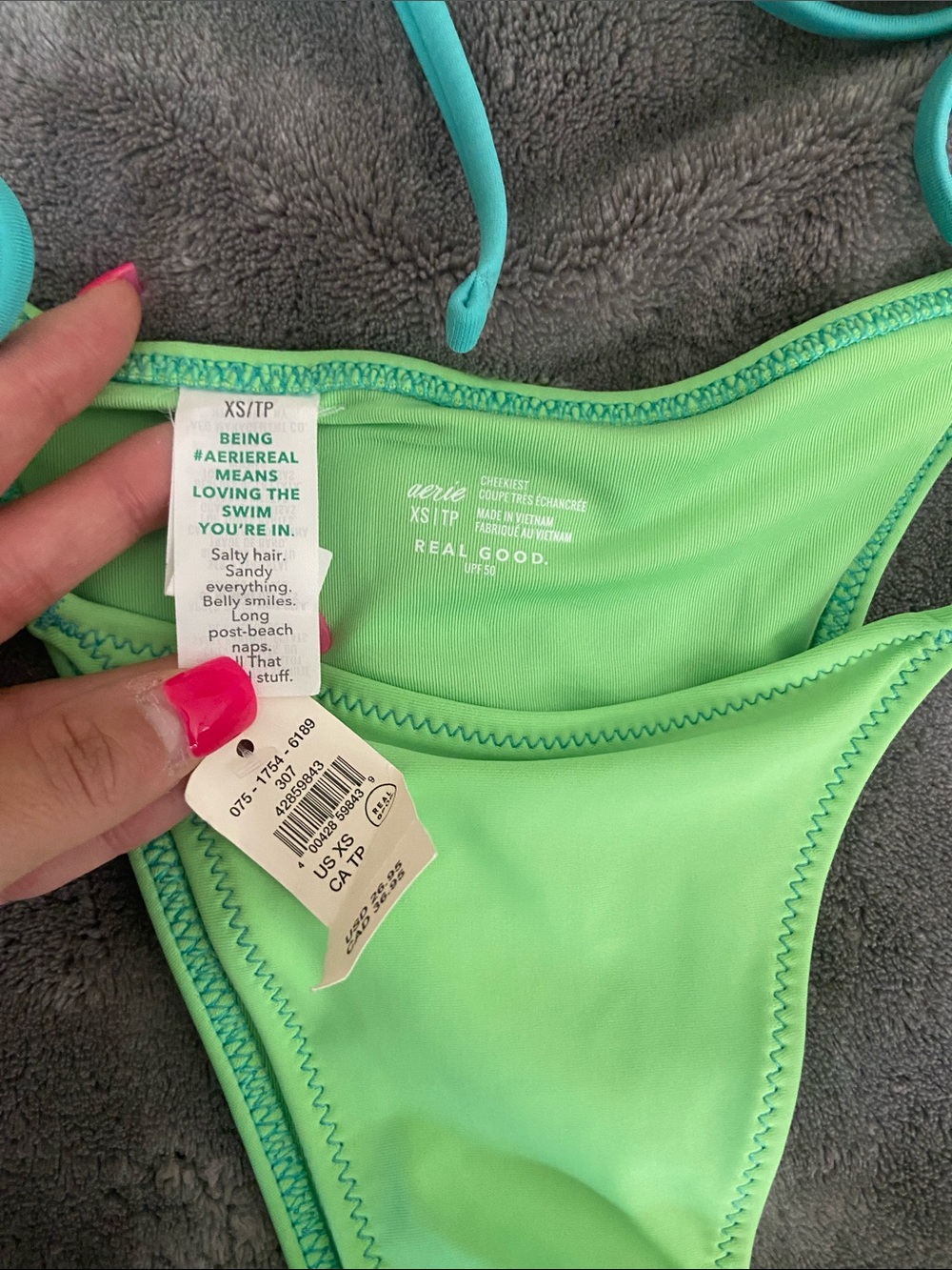 aerie Neon Green Two-Piece String Bikini Set - Picture 2 of 3